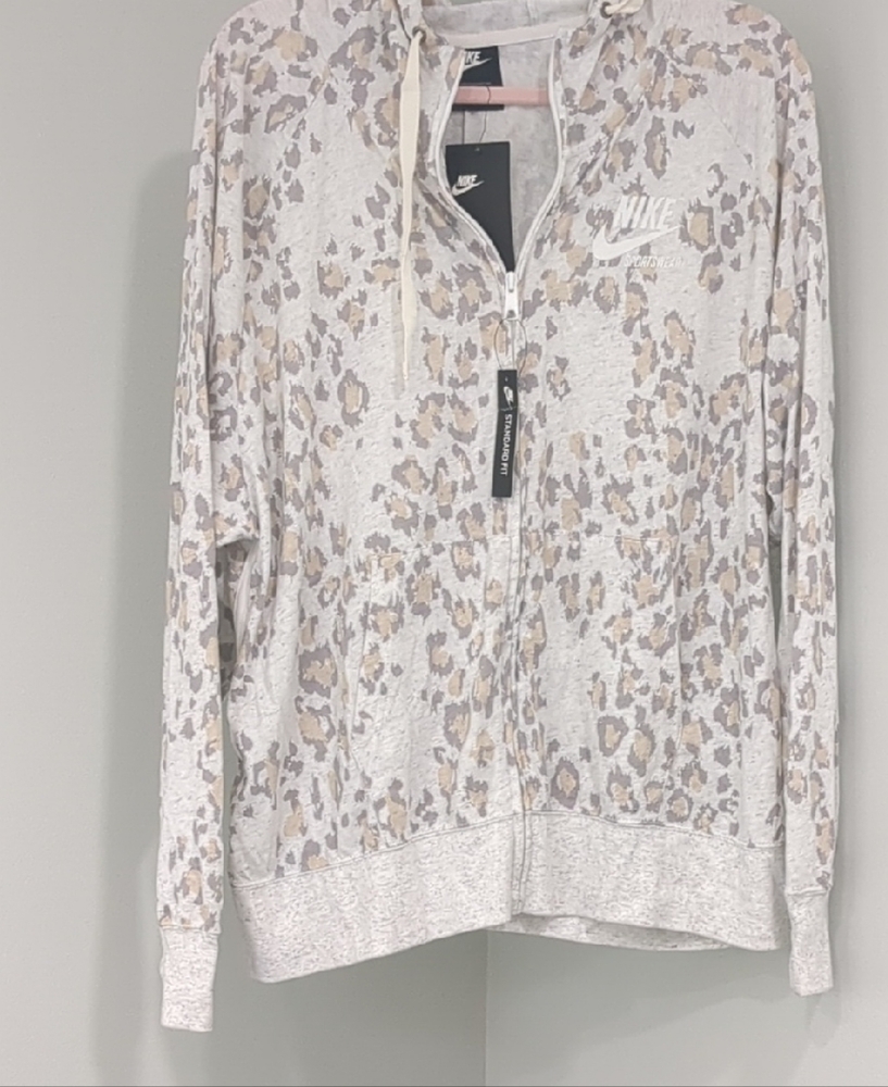 Nike White Cream Long Sleeve Buttoned Hoodie